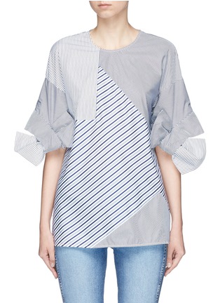 Main View - Click To Enlarge - VICTORIA, VICTORIA BECKHAM - Bow sleeve stripe cotton top