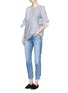 Figure View - Click To Enlarge - VICTORIA, VICTORIA BECKHAM - Bow sleeve stripe cotton top