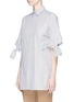 Front View - Click To Enlarge - VICTORIA, VICTORIA BECKHAM - Bow sleeve stripe poplin shirt