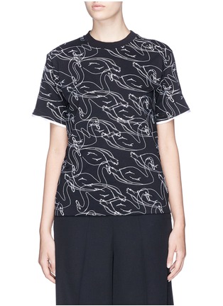 Main View - Click To Enlarge - VICTORIA, VICTORIA BECKHAM - Scribble swan embroidered T-shirt