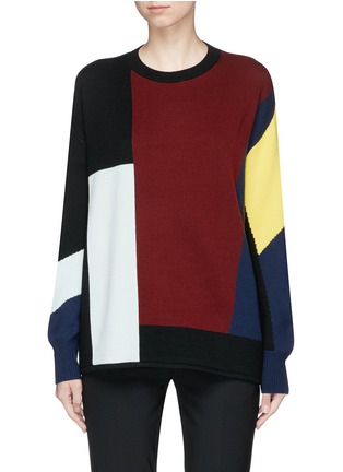 Main View - Click To Enlarge - VICTORIA, VICTORIA BECKHAM - Colourblock wool sweater