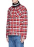 Front View - Click To Enlarge - 72951 - Stripe throatlatch check plaid padded jacket