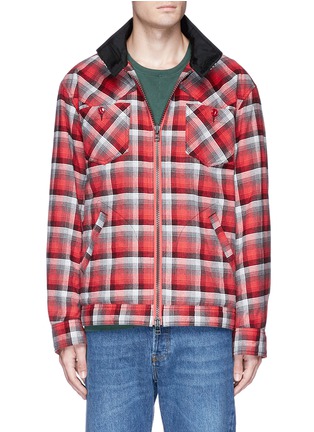 Main View - Click To Enlarge - 72951 - Stripe throatlatch check plaid padded jacket