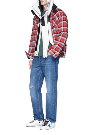Figure View - Click To Enlarge - 72951 - Stripe throatlatch check plaid padded jacket
