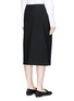 Back View - Click To Enlarge - VICTORIA, VICTORIA BECKHAM - Belted colourblock wool gaberdine wrap skirt