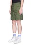 Front View - Click To Enlarge - 72951 - Stripe rib knit trim cargo shorts