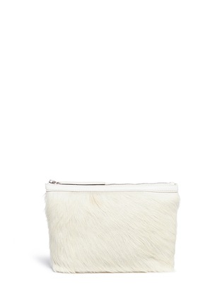 Detail View - Click To Enlarge - KARA - Calfhair and pebbled leather ring handle bag