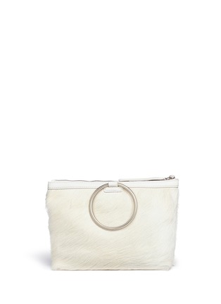 Main View - Click To Enlarge - KARA - Calfhair and pebbled leather ring handle bag