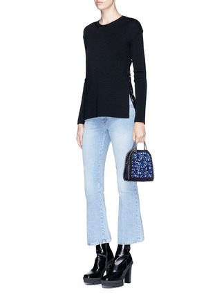 Front View - Click To Enlarge - STELLA MCCARTNEY - 'Falabella' jewelled shaggy deer tiny crossbody chain tote