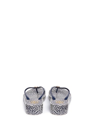 Back View - Click To Enlarge - TORY BURCH - Leopard print wedge flip flops