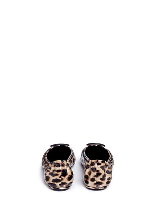 Back View - Click To Enlarge - TORY BURCH - 'Minnie Travel' leopard print patent leather ballet flats