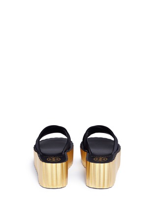 Back View - Click To Enlarge - TORY BURCH - Scalloped wedge satin platform sandals