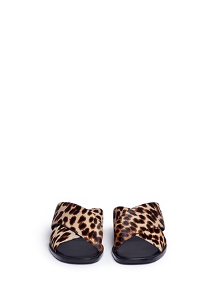 Front View - Click To Enlarge - TORY BURCH - 'Gemma' leopard print calfhair slide sandals