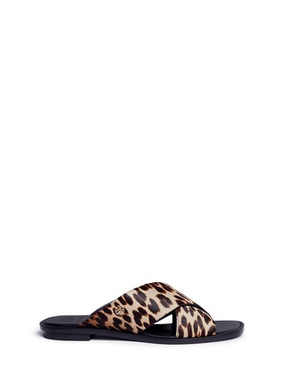 Main View - Click To Enlarge - TORY BURCH - 'Gemma' leopard print calfhair slide sandals