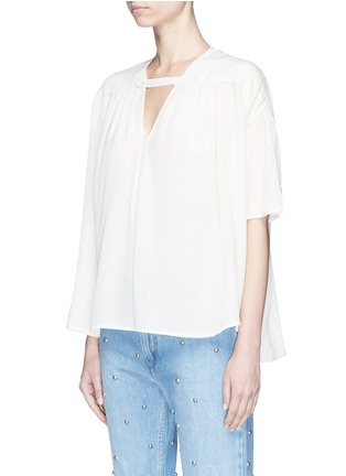 Front View - Click To Enlarge - ISABEL MARANT ÉTOILE - 'Wyle' throatlatch ruched yoke crepe top
