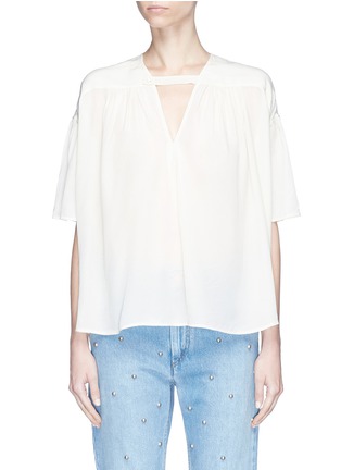 Main View - Click To Enlarge - ISABEL MARANT ÉTOILE - 'Wyle' throatlatch ruched yoke crepe top