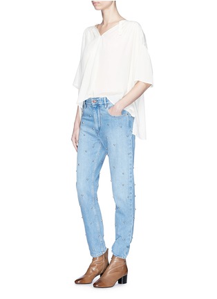 Figure View - Click To Enlarge - ISABEL MARANT ÉTOILE - 'Wyle' throatlatch ruched yoke crepe top