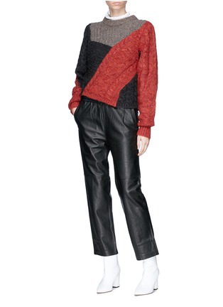 Figure View - Click To Enlarge - ISABEL MARANT ÉTOILE - 'Arty' asymmetric colourblock mixed knit sweater