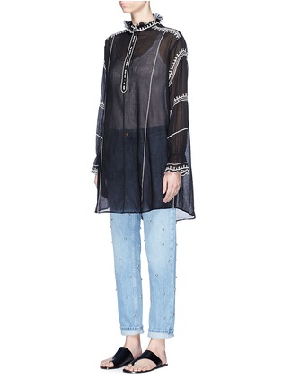 Front View - Click To Enlarge - ISABEL MARANT ÉTOILE - 'Lucy' ethnic stripe embroidered cotton tunic top