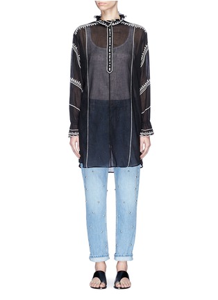 Main View - Click To Enlarge - ISABEL MARANT ÉTOILE - 'Lucy' ethnic stripe embroidered cotton tunic top