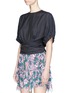 Front View - Click To Enlarge - ISABEL MARANT ÉTOILE - 'Nils' check plaid pleated virgin wool cropped top
