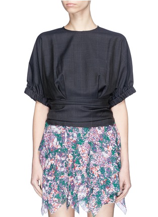 Main View - Click To Enlarge - ISABEL MARANT ÉTOILE - 'Nils' check plaid pleated virgin wool cropped top