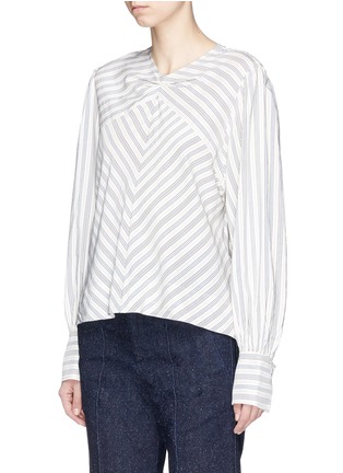 Front View - Click To Enlarge - ISABEL MARANT - Stripe button back silk blend blouse