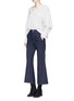 Figure View - Click To Enlarge - ISABEL MARANT - Stripe button back silk blend blouse