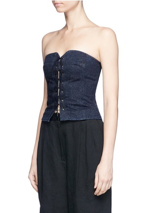 Detail View - Click To Enlarge - ISABEL MARANT - 'Chic' denim lace-up bustier top