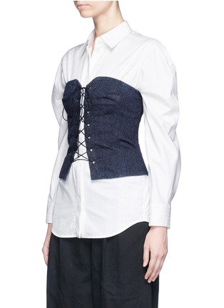 Front View - Click To Enlarge - ISABEL MARANT - 'Chic' denim lace-up bustier top