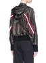 Back View - Click To Enlarge - 72951 - Stripe rib knit panel windbreaker jacket