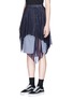 Front View - Click To Enlarge - 72951 - Pleated overlay gingham check skirt
