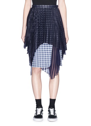 Main View - Click To Enlarge - 72951 - Pleated overlay gingham check skirt
