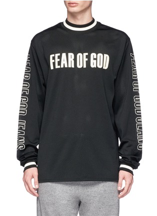 Main View - Click To Enlarge - FEAR OF GOD - 'Motocross' logo print mesh sweatshirt