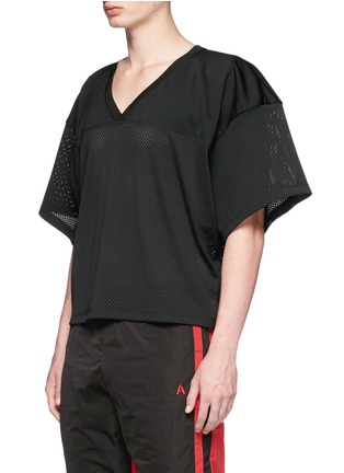 Front View - Click To Enlarge - FEAR OF GOD - Logo appliqué mesh football T-shirt