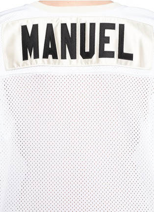 Detail View - Click To Enlarge - FEAR OF GOD - 'Manuel' appliqué mesh football T-shirt