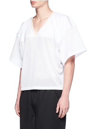 Front View - Click To Enlarge - FEAR OF GOD - 'Manuel' appliqué mesh football T-shirt