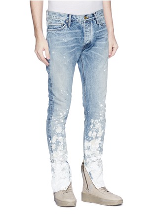 Front View - Click To Enlarge - FEAR OF GOD - 'The Indigo Painters' bleached jeans
