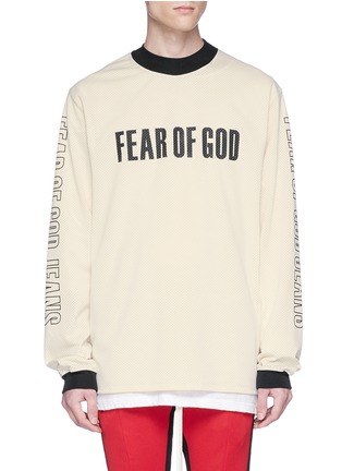 Main View - Click To Enlarge - FEAR OF GOD - 'Motocross' logo print mesh sweatshirt