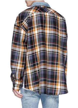 Back View - Click To Enlarge - FEAR OF GOD - Denim collar tartan plaid twill shirt jacket