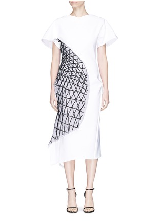 Main View - Click To Enlarge - MATICEVSKI - 'Annex' beaded mesh panel cady sheath dress