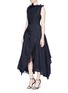 Front View - Click To Enlarge - MATICEVSKI - 'Photogenic' tulle underlay linen open back dress