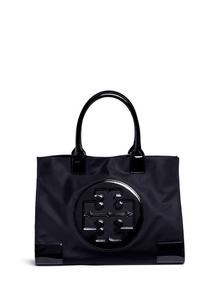 Main View - Click To Enlarge - TORY BURCH - 'Ella' patent leather logo patch nylon tote