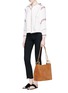 Figure View - Click To Enlarge - TORY BURCH - 'Farrah' metal ring suede tote