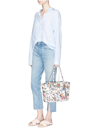 Figure View - Click To Enlarge - TORY BURCH - 'Parker' small Gabriella Floral print leather tote