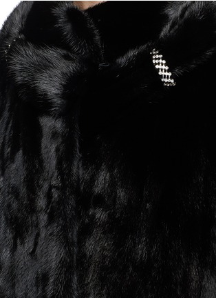 Detail View - Click To Enlarge - FUREVER - Glass crystal embellished mink fur long gilet