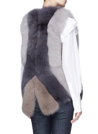 Back View - Click To Enlarge - FUREVER - Colourblock fox fur long gilet