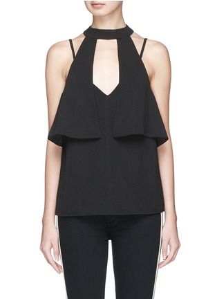 Main View - Click To Enlarge - C/MEO COLLECTIVE - 'No Reason' cold shoulder cape crepe top