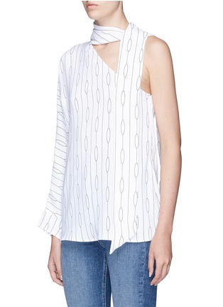 Front View - Click To Enlarge - C/MEO COLLECTIVE - 'Everlasting' scarf oval stripe print one-shoulder top