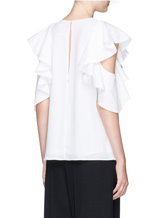 Back View - Click To Enlarge - C/MEO COLLECTIVE - 'White noise' ruffle sleeve cutout crepe top